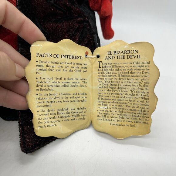 Folkmanis Red Devil Hand Puppet W/ Tags Pitchfork Vintage Halloween - Picture 10 of 13